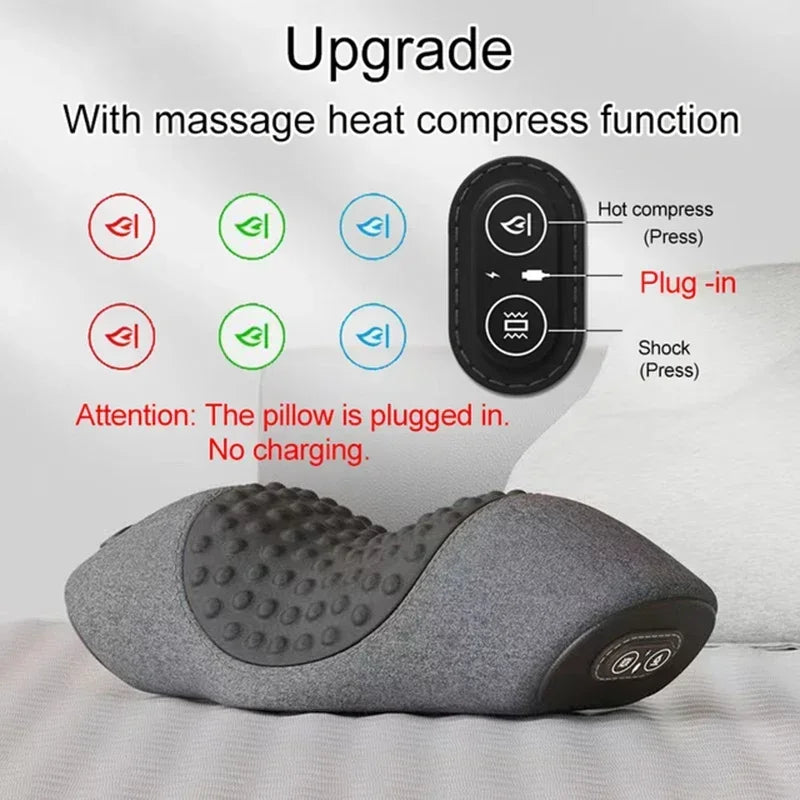 Electric Neck Massager Pillow Cervical Stretcher Heating Vibration Massage Back Traction Orthopedic Sleeping Pillows Support Quick Pick Grocers